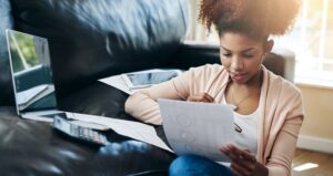 student reviewing student loans
